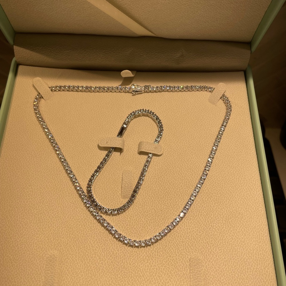 3mm tennis necklace and bracelet set (5A cubic zirconia)